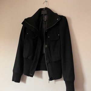 Black Wool Bomber Jacket